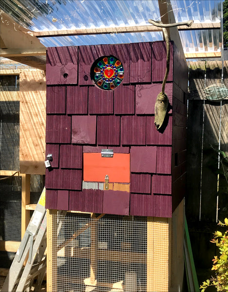 Chicken Coop Fused Glass Window