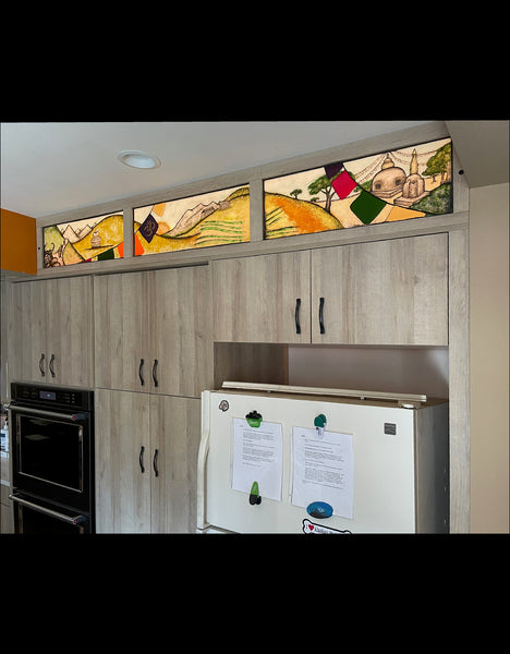 Above-cabinet fired panels, Night & Day