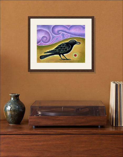Crow with Berry Print