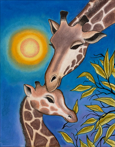 Giraffe Family Print