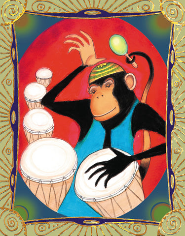 Monkey Drums Card