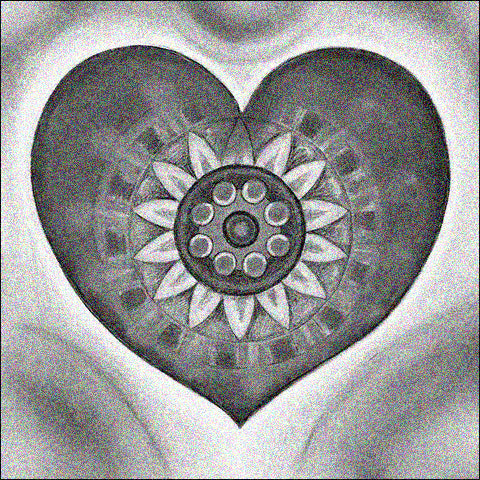big heart with mandala flower in its center