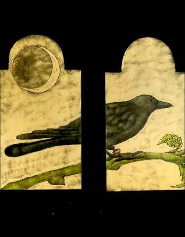Front Door Painted Crow Panels