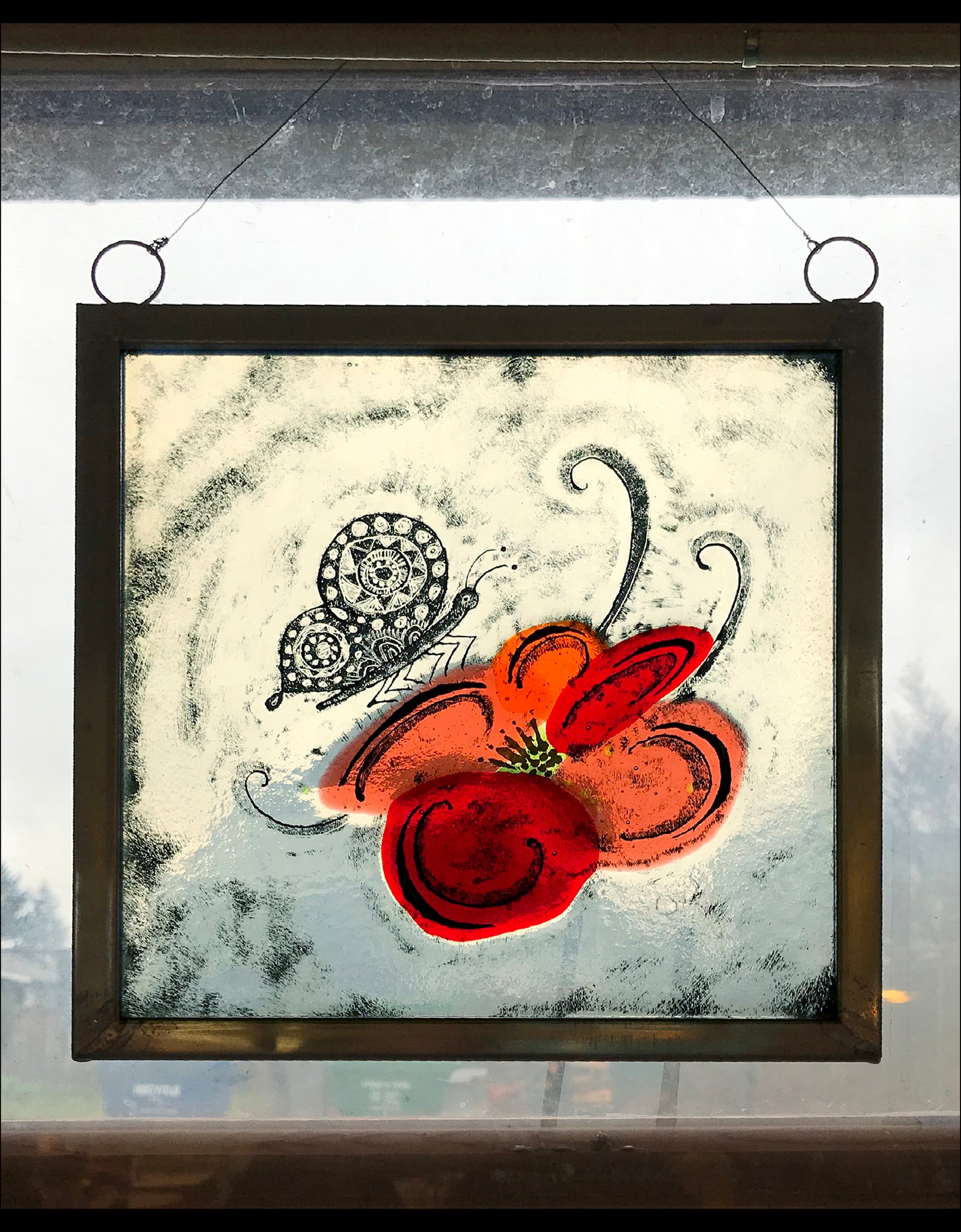 Kaleidescope Butterfly fused glass panel