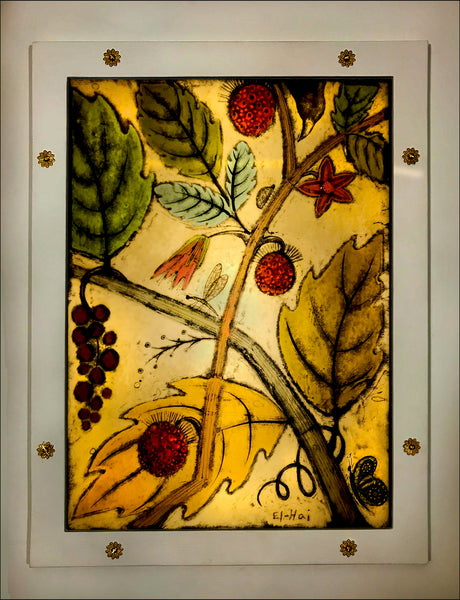 Grapes and Salmonberry wall panel